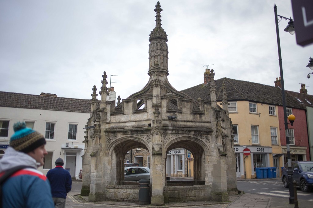 In the centre of Malmesbury, Wiltshire, stands the market cross, built c.1490, possibly using limestone salvaged from the recently ruined part of Malmesbury Abbey, which then began just across the market square from the cross. Source: http://en.wikipedia.org/wiki/Malmesbury_Market_Cross